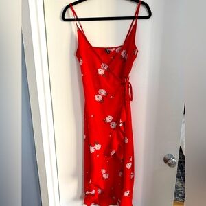 Red floral, side tie dress by Divided - H&M. Brand new without tags!